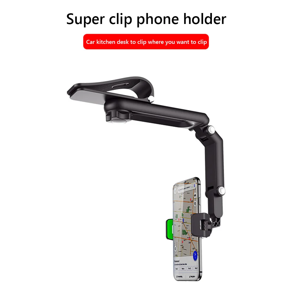 phone holder for desk 1080 Rotation Car Clip Sun Visor Cell Phone Holder Universal Phone Mount for iPhone XS GPS Rearview Mirror Stand Car Mobile Clip iphone holder for car