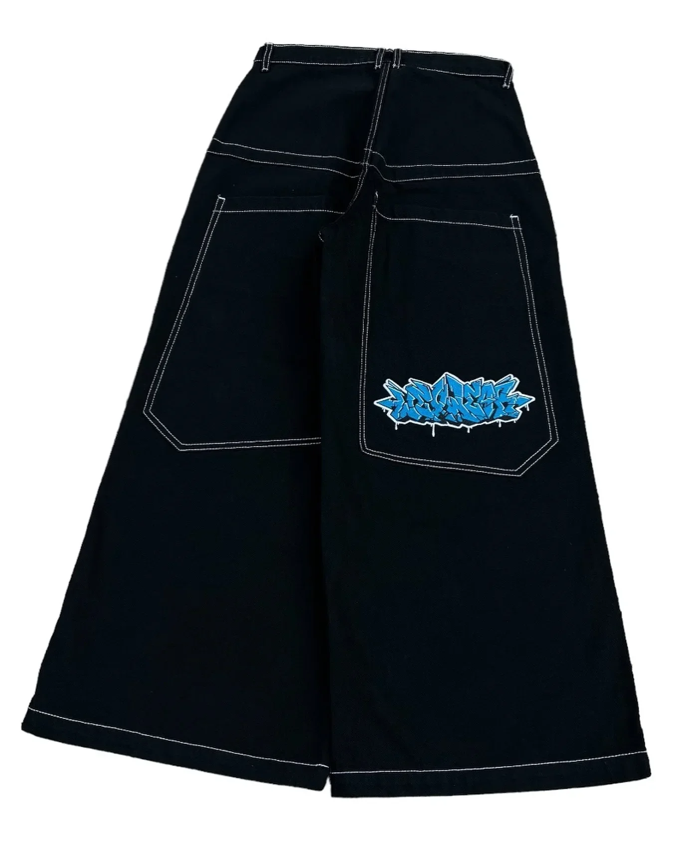 thumbnail image 1 of Pantalones cortos holgados con gráficos bordados retro de tendencia americana Y2K para hombre, pantalones vaqueros de cintura alta estilo Harajuku Punk Hip Hop, ropa de calle, 1 of 4