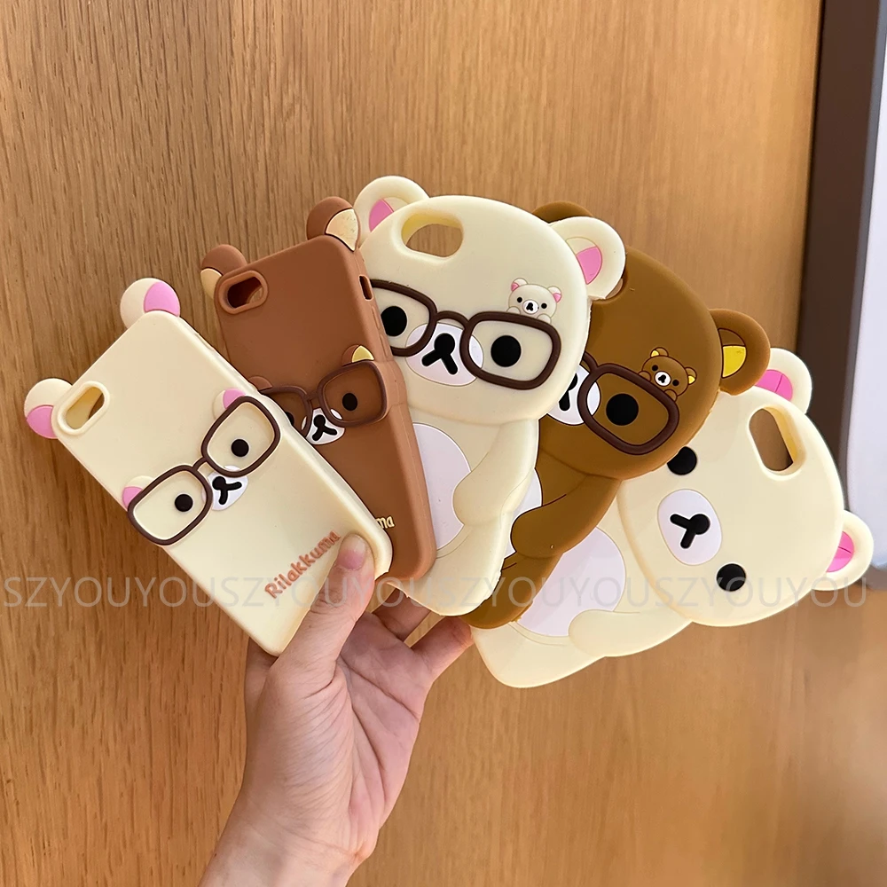 For IPhone 17 Pro 4 4S 5 5S 6 16 Pro Max 15 14 Plus 13 12 11 7 8 SE Rilakkuma Bear Chocolate Cartoon Soft Silicon Phone Case_voghion.com