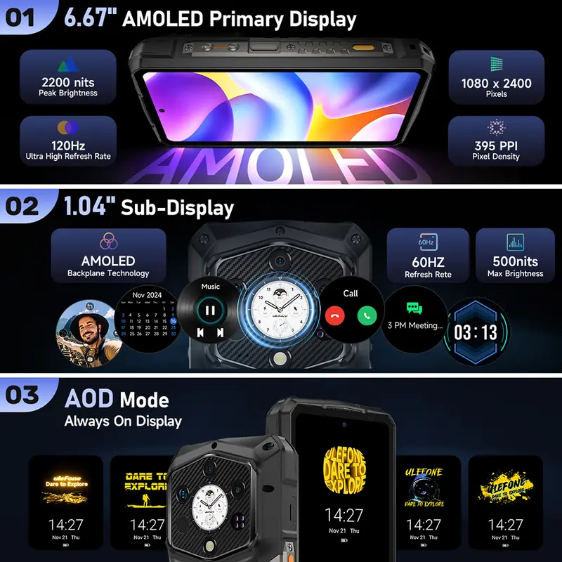 World Premiere Ulefone Armor 29 Pro Thermal Version 5G AI Rugged Phone 21200mAh 120W 64MP Night Vision 6.67" 120Hz 512GB ROM - Image 3