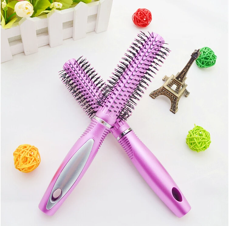 12 pieces/ lot   Purple color  High Quality Wavy Curly Hair Brush Comb Hair Care Pin Cushion Roll Round Comb 4
