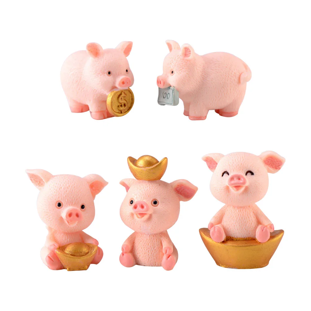 

Garneck Kids Miniature Pig Figurines Resin Garden Cute Piggy Animal Landscape Diy Terrarium Crafts Car Decor