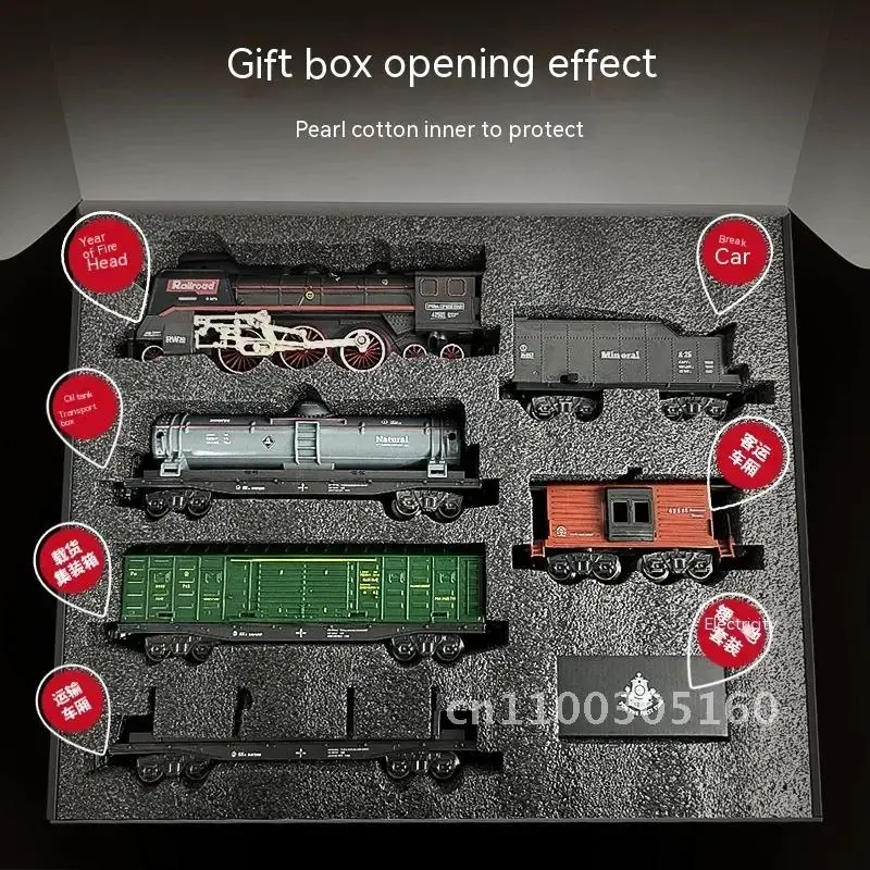 Retro Steam Train Track Set Electric Simulation Small Gift Holiday Gift Boy Toy Model Train