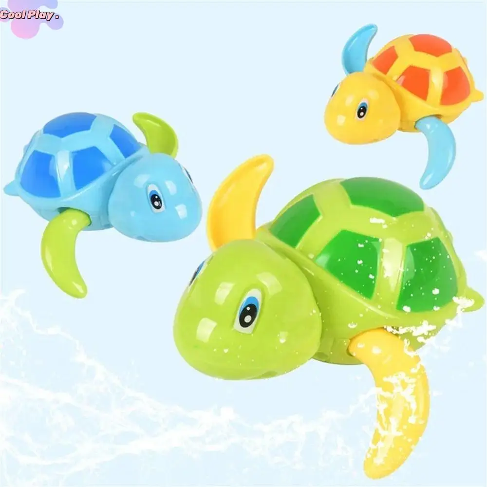Clockwork Tortoise Water Toy Swim Turtle Bright Colors Wind Up Animal Tortoise Safe Plastic Cute Cartoon Baby Bath Toys