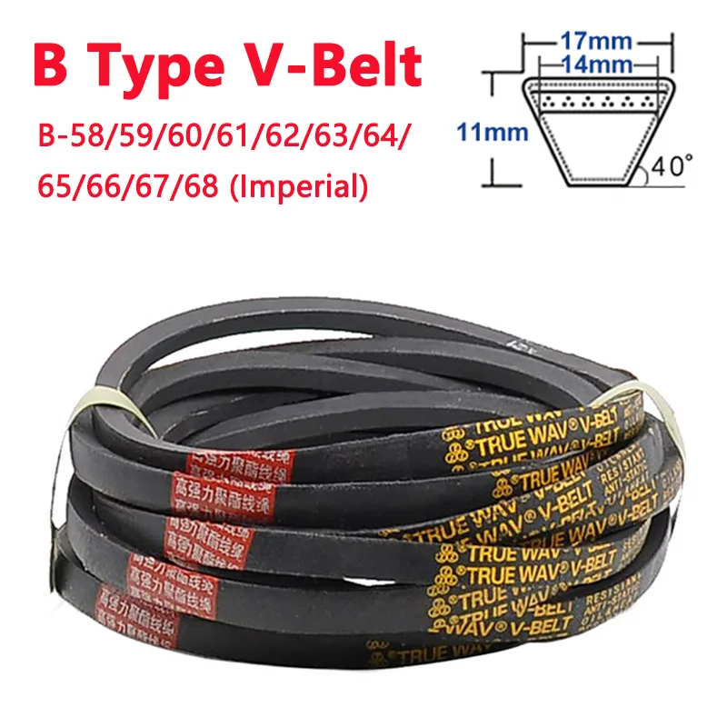 

1pc B Type V-Belt B-58/59/60/61/62/63/64/65/66/67/68 Inch Rubber Drive Industrial Agricultural Equipment Transmission V Belt