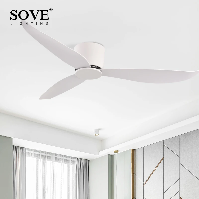 SOVE 로우 플로어 모던 BLDC 천장 선풍기 (리모컨 포함) 가정용 환풍기 모터 전기 선풍기 장식용 선풍기