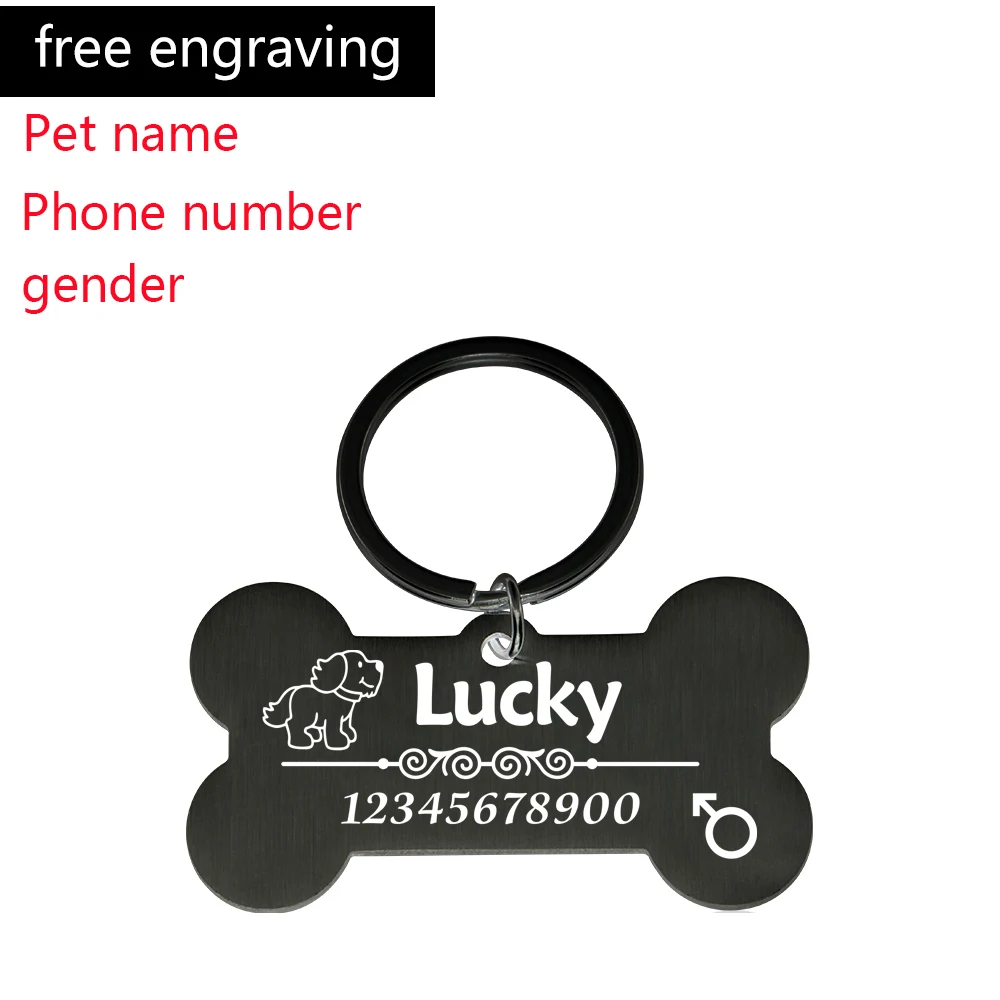 Free Engraving Dog ID Tags Personalized Pet Name Tel Gender Anti-lost Nameplate Pendant Customized Dogs Pets Collar Accessories 