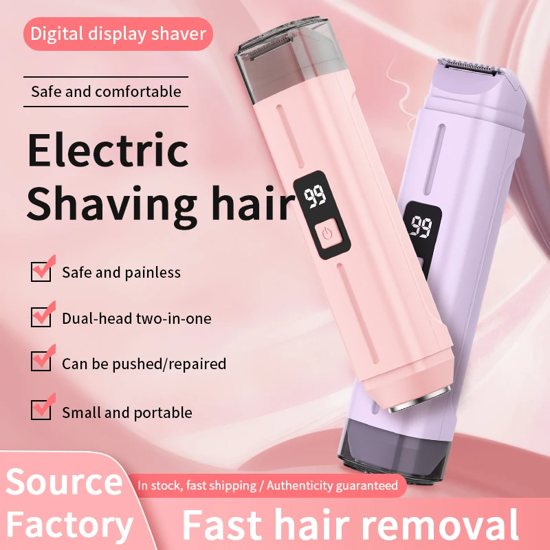 2 In 1 Electric Shavr For Women Double Head Used Painless Body Hair Trimmer Rechargeable Underarm Mustache Bikini Leg_voghion.com