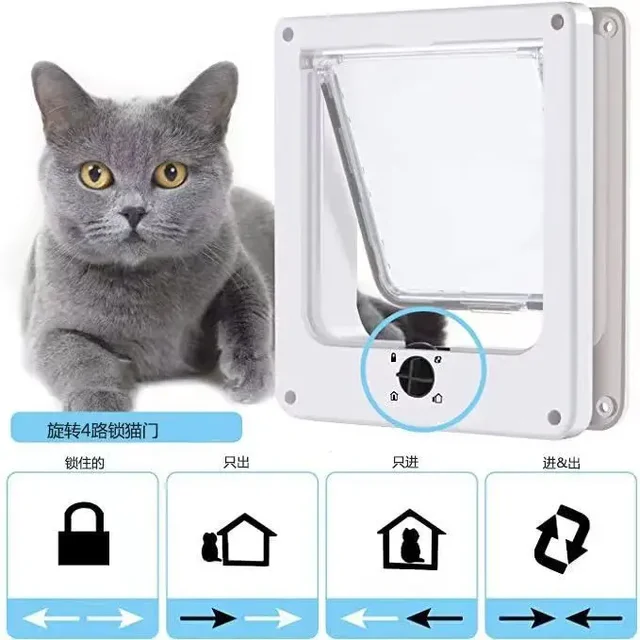 2629330105003+3 Dog Cat Flap   Way Security Lock Flap Door for Cats Kitten ABS Plastic Small Pet Gate Door Kit Cat 4
