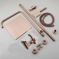 Yanksmart ก๊อกน้ำพร้อมระบบฝักบัวในห้องน้ำแบบทองคำสีกุหลาบ, ก๊อกน้ำติดผนังอ่างอาบน้ำผสม 5