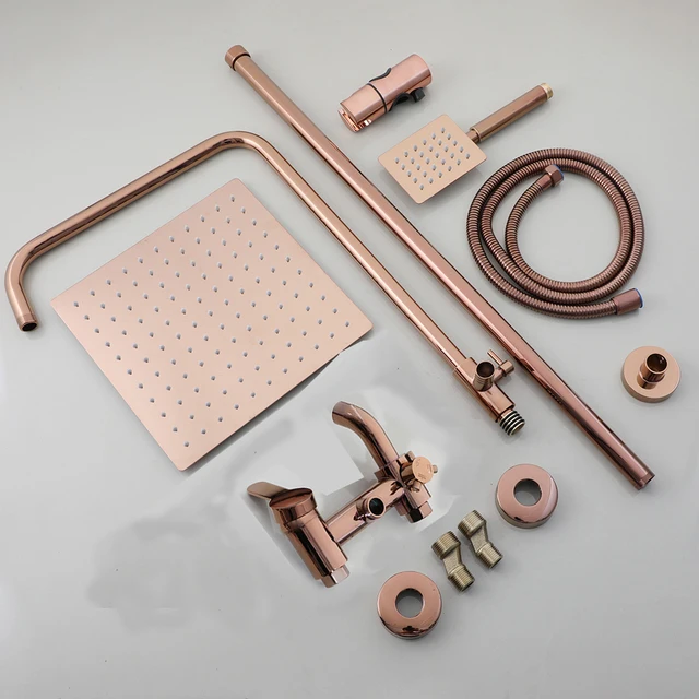 Yanksmart ก๊อกน้ำพร้อมระบบฝักบัวในห้องน้ำแบบทองคำสีกุหลาบ, ก๊อกน้ำติดผนังอ่างอาบน้ำผสม 5 Yanksmart ก๊อกน้ำพร้อมระบบฝักบัวในห้องน้ำแบบทองคำสีกุหลาบ, ก๊อกน้ำติดผนังอ่างอาบน้ำผสม 5