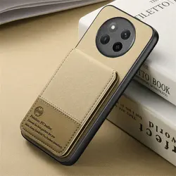 Luxury RFID Leather Card Wallet Case with Stand for Honor Magic 7 Lite (Khaki)