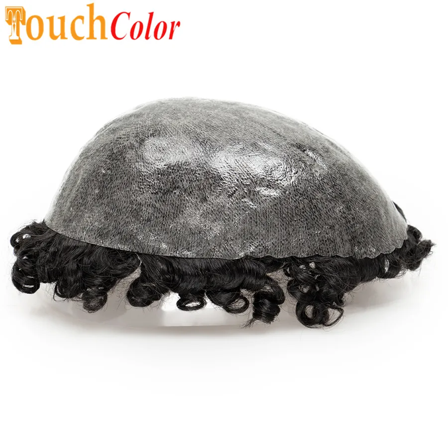 Human Hair Wig 8-20mm Curly Skin Base Natural Hair Men Toupee Human Replacement Systems Male Wig Remy for Men