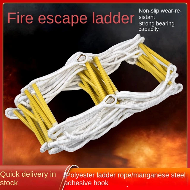 Outdoor Emergency Fire Escape Ladder Safety Rope With Hooks 10 FT Sturdy  Safety Rope Portable For Kids Adults Outdoor Work - AliExpress