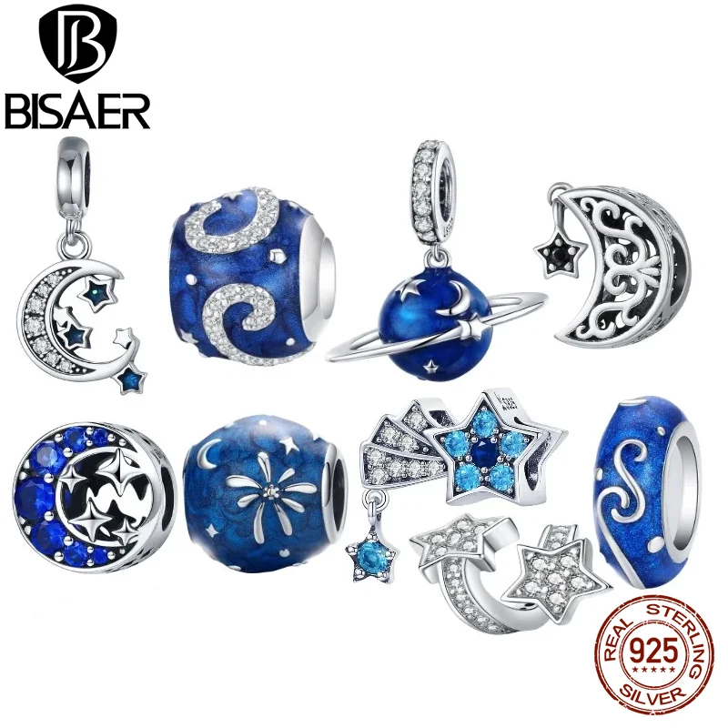 

Бисер из серебра 100% пробы с голубыми подвесками для браслетов