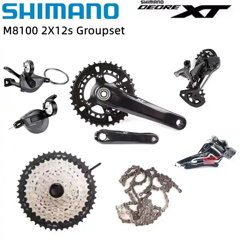 SHIMANO DEORE XT M8100 2x12s Kit 36-26T Crankset 10-45T Cassette