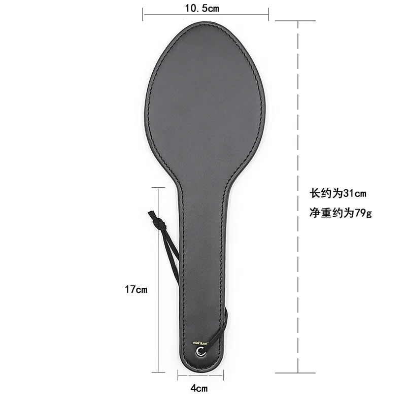 31cm Black Leather Ellipse Paddle Riding Crops Flogger Horsewhips Spikes 10.5cm Wide Spanking Paddle Slapper 5