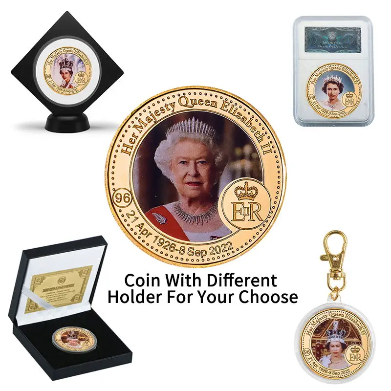 8 Designs 1926-2022 Queen Elizabeth II Commemorative Coin Set in Coin Holder UK Royal Family Chellenge Coin Collectible Gift