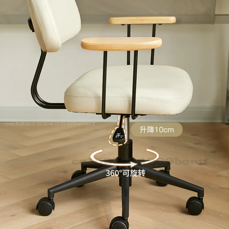 Retro Rotating Lift Computer Chair with Steel Leg Home Backrest Office Chairs Study Stool Comfortable Learning Swivel Bench