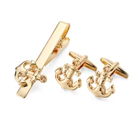 High quality men's French shirt cufflinks tie clips classic Luxury ship anchor button clips business suit accessories jewelry 5