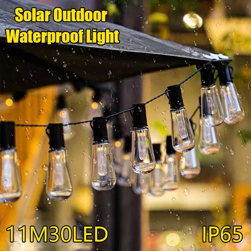 

LED Solar String Lights Christmas Decoration Light Bulb IP65 Waterproof Patio Lamp Holiday Garland for Outdoor Garden Furniture