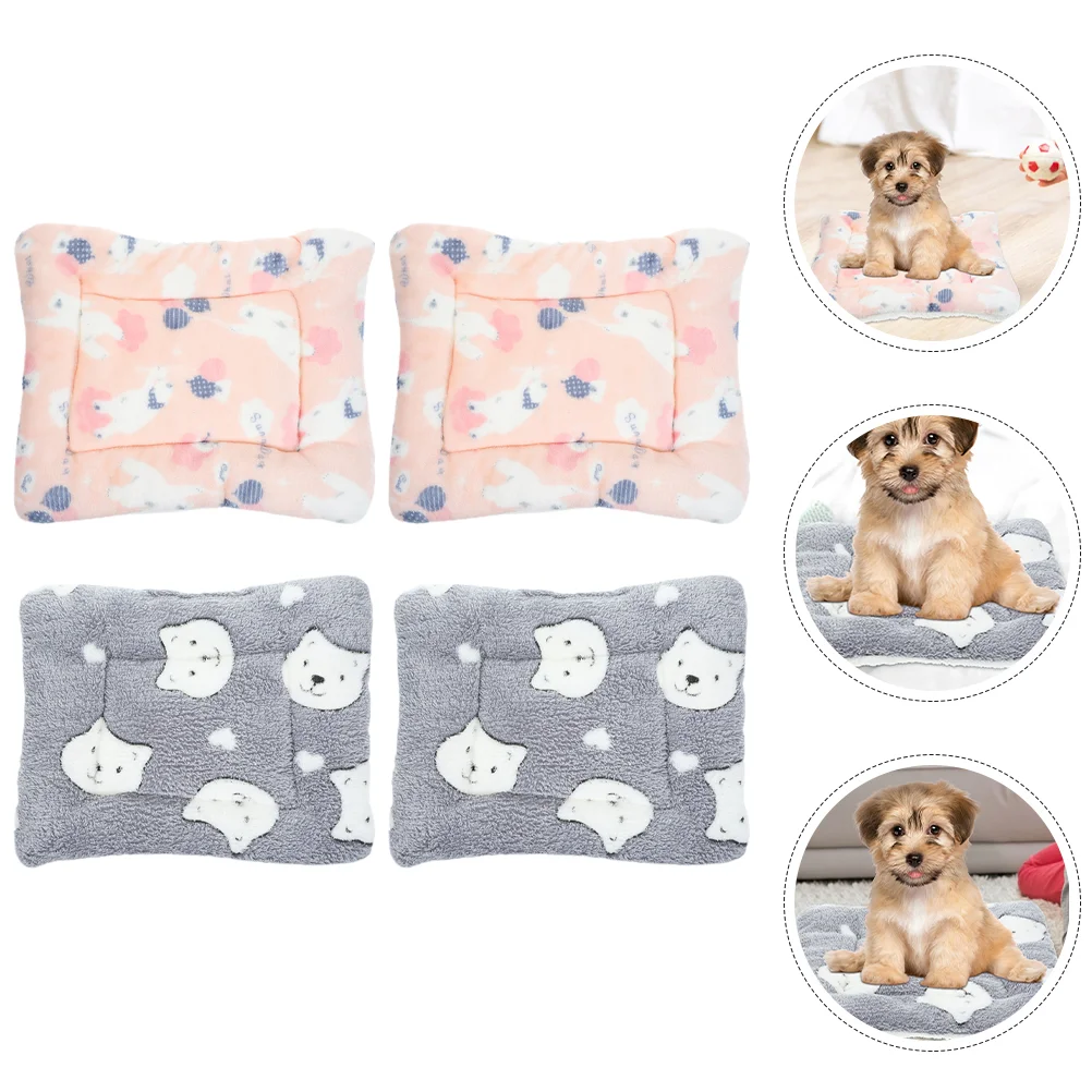 

4 Pcs Pet Bed Cover Small Animals Supplies Puppy Warm Pad Sleep Mat Cloth for Cage Crate