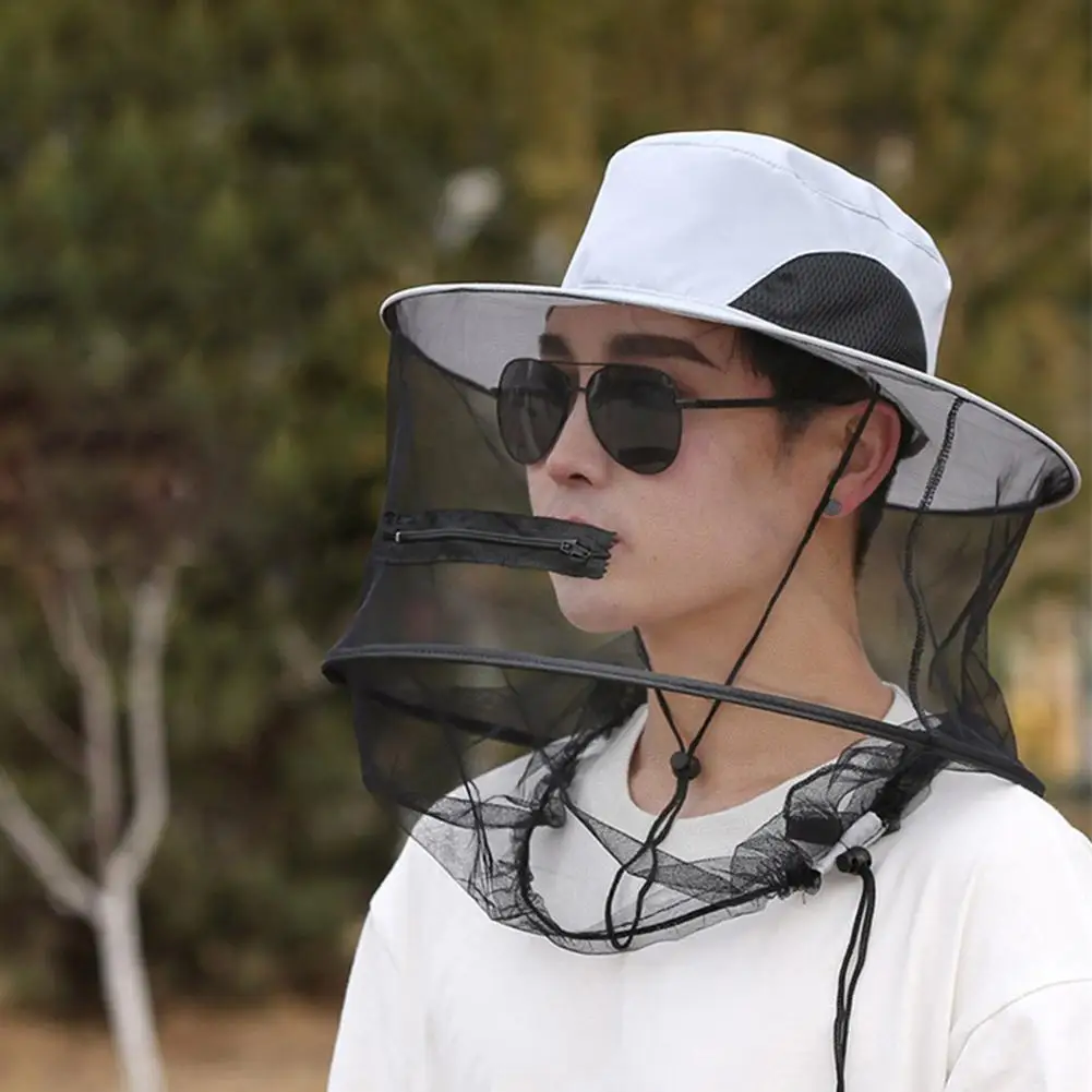 Mosquito Bee Insect Mesh Head Face Protector Fishing Hunting Net Hat Mask Caps Fishing Hat Bug Mesh Net Insect Gnat Head Cover