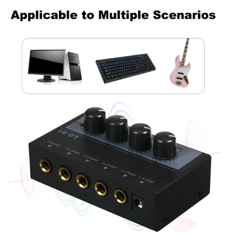 Best-Mixer Ultra Low Noise 4 Channel Mixer 4 Input 1 Output DC 5V Mini Audio Mixer Microphone Guitar Bass Mixers