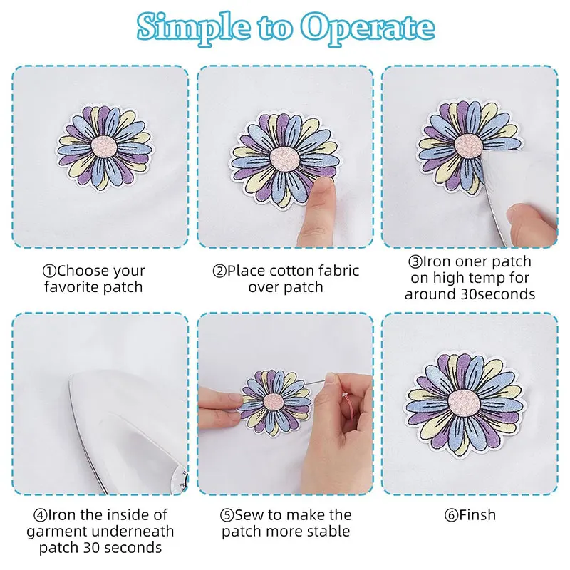 5/16Pcs 패치에 해바라기 아이언 데이지 Applique 패치 의류 수리 수 놓은 패치 청바지 가방에 대 한 DIY 꽃 패치에 바느질