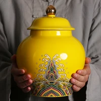 Enamel Colored Ceramic Storage Jar Large-capacity Sealed Tea Caddy Kitchen Storage Container Coffee Candy Jar Porcelain Crafts 1