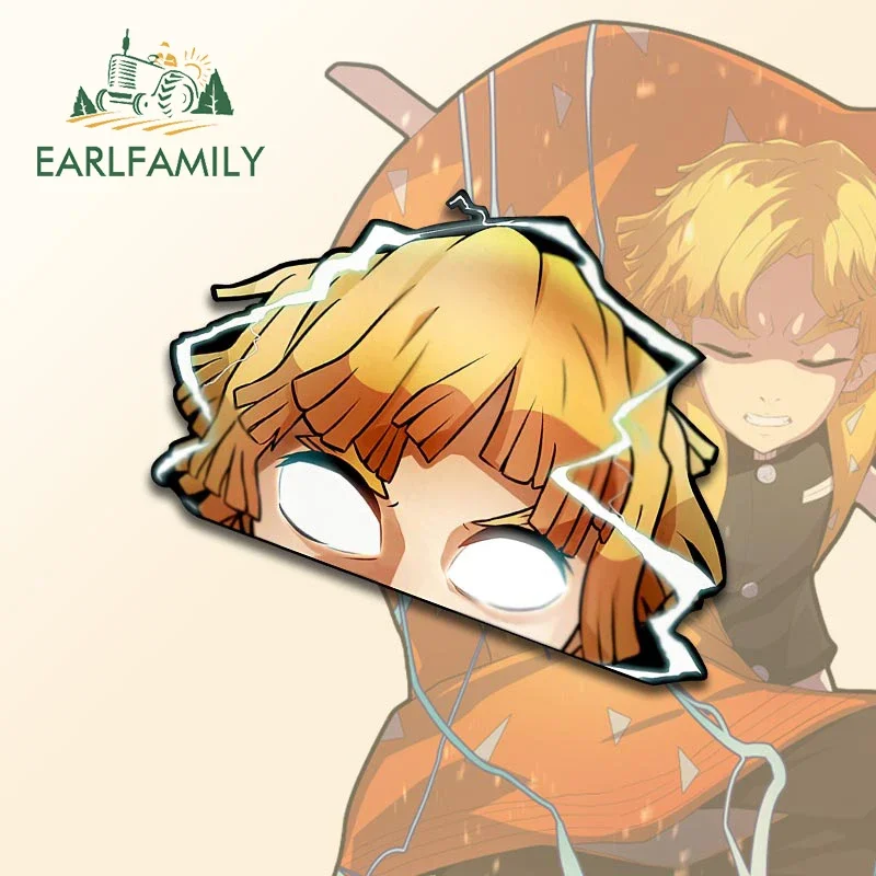 

EARLFAMILY 13cm X 9.9cm for Zenitsu Anime Car Stickers Cartoon Fashionable Decals Creative Bumper Trunk Decor Car Goods