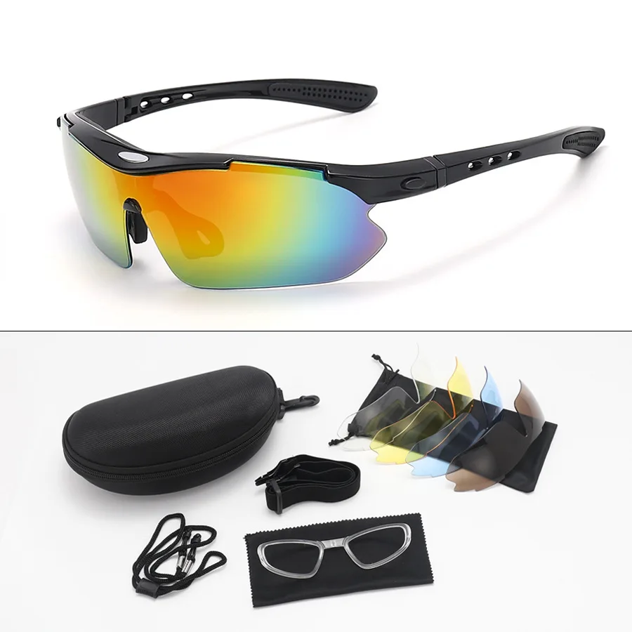 Polarized Sports Glasses Outdoor road cycling UV protective glasses for men and women mountaineering and camping sunglasses with 5 lenses