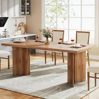 63-inch Dining Table for 4-6, Farmhouse Kitchen Table with Large Tabletop, Rectangular Dinner Eating Table for Dining Room 1