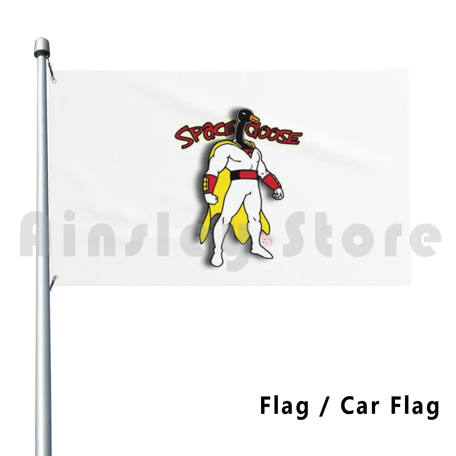Space Goose Flag Car Flag Funny Adult Swim Space Ghost Goose Music Jam Band Hippie Cartoon Hanna Barbera