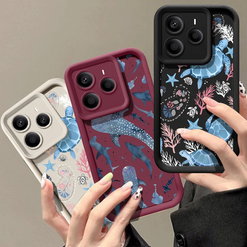 Coral Sea Turtle Whale Shockproof Silicone Soft Phone Cover