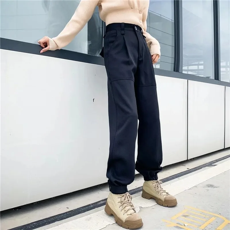 

Women Simple Jogger Pants Solid Color All Match Tailored Trousers Fashion High Waist Commute Blazer Suit Pants with Multi Pocket