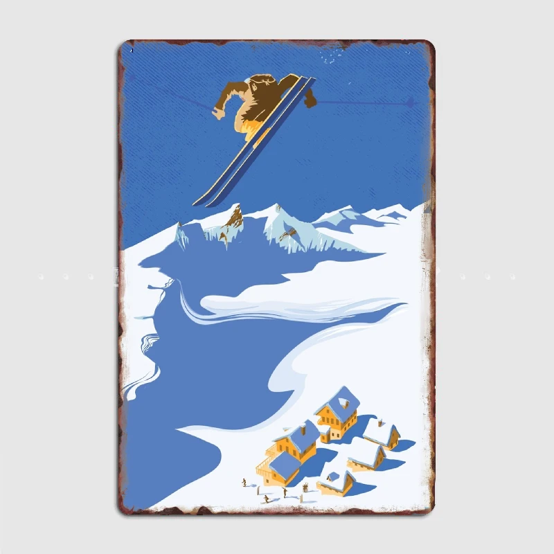 

Sky Skier Metal Sign Wall Mural Kitchen Design Wall Decor Tin Sign Poster Metal Wall Decor