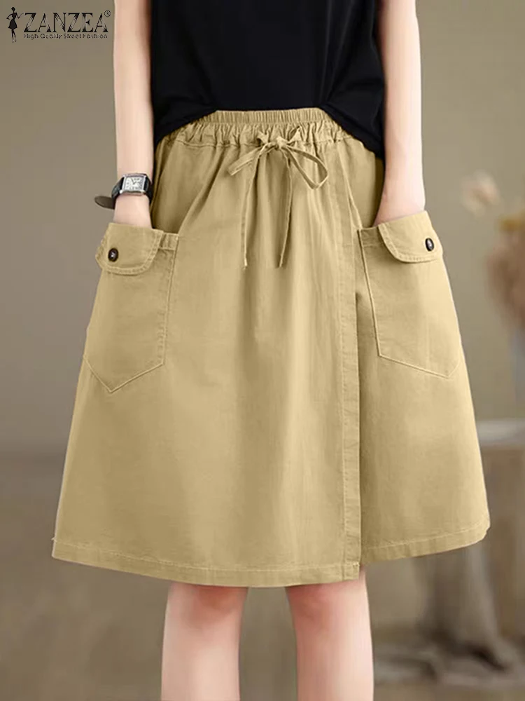 Women Elastic Waist Summer Shorts Skirts