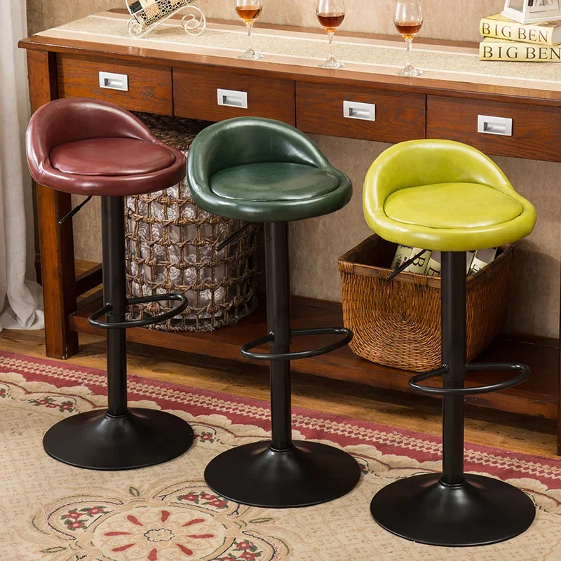 

Waterproof Black Bar Chairs Modern High Quality Leather Swivel Nordic Chair Design Comfortable Barkrukken Home Furniture