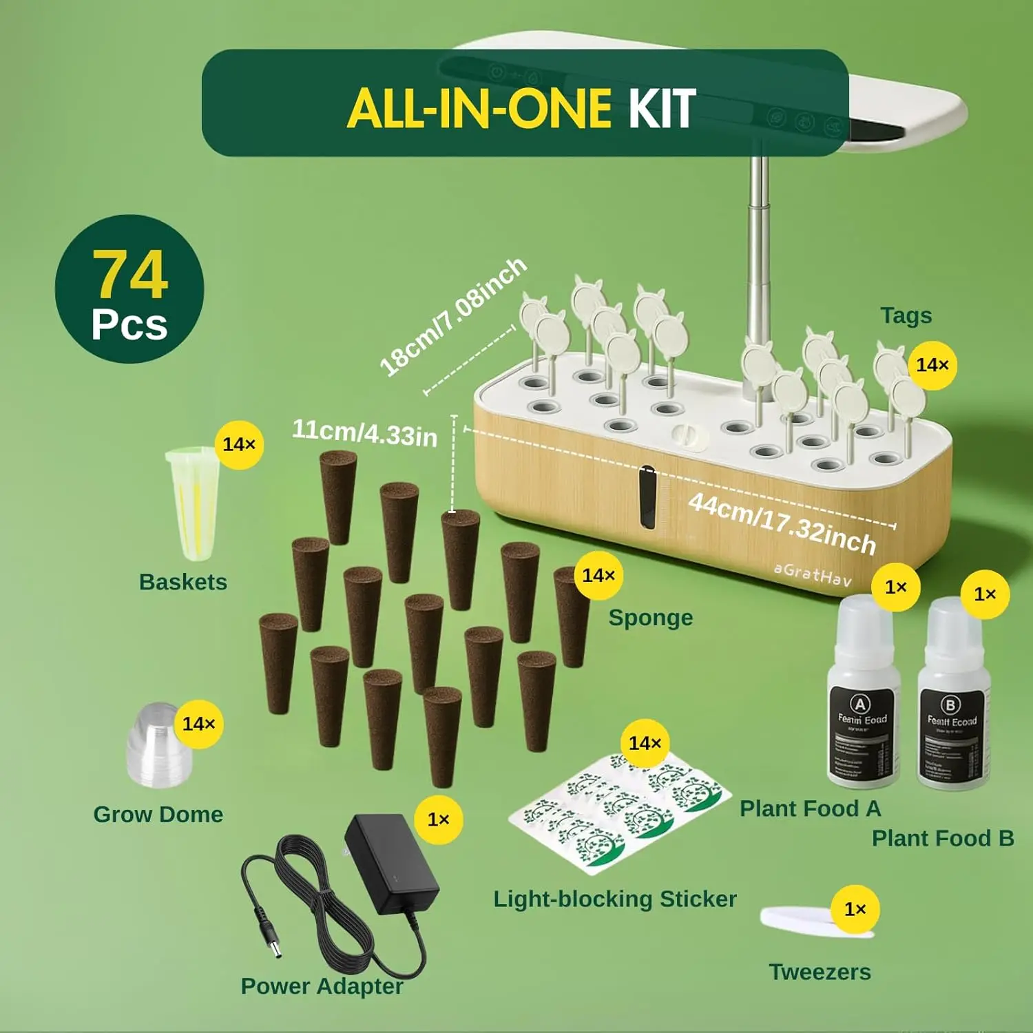 Home Hydroponic Growing Kit with LED and Timer
