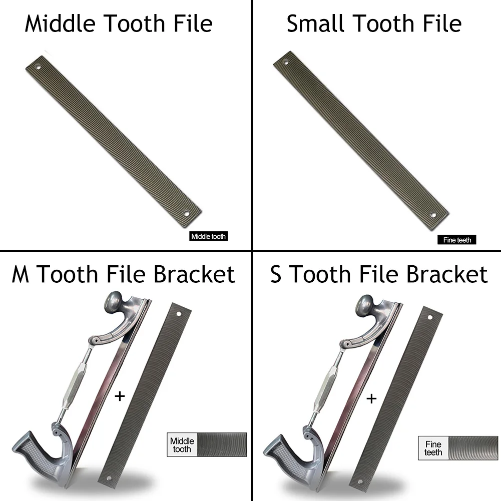 14" S/M Size Adjustable Frame Milled Tooth Car Body Polisher Files Metal Panel Polishing Curved Tooth Steel File Holder Dent Kit 2