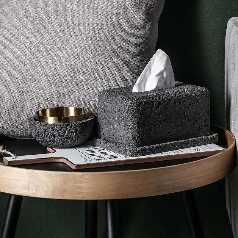 Nordic Style Creative Cement Moon Ashtray, Trend Household Stainless Steel Ashtray with Lid, Living Room Decoration, Fashion