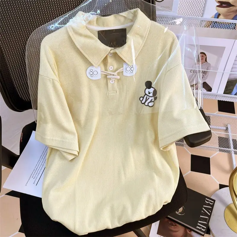 

QWEEK Japanese Kawaii Women's Cotton T-shirts Oversized Harajuku Short Sleeve Cute Tops 2000s Y2k Aesthetic Preppy Anime Summer
