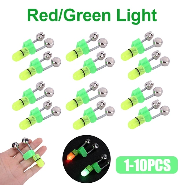 LED Fishing Rod Tip LED Light Twin Bells Ring Fish Bait Alarm Fishing Lures  Tools Light Alerter Outdoor Fish Accessory