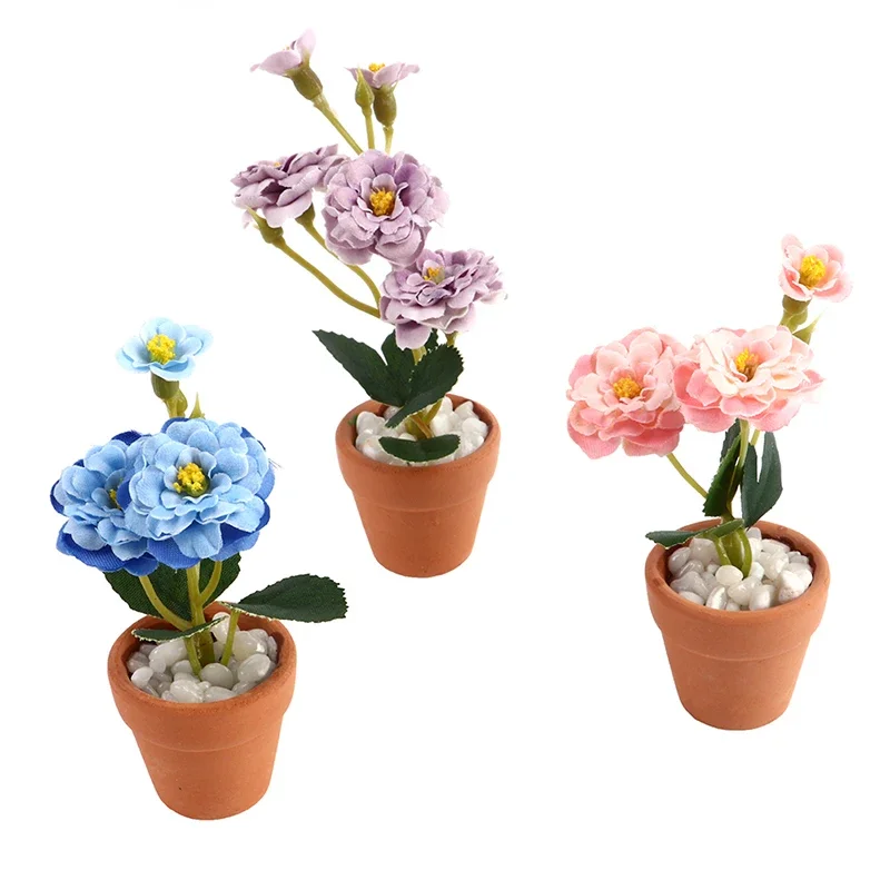 1pc Dollhouse Miniature Mini Flower Potted For Green Doll House Furniture Home Decor Simulation Plants 4