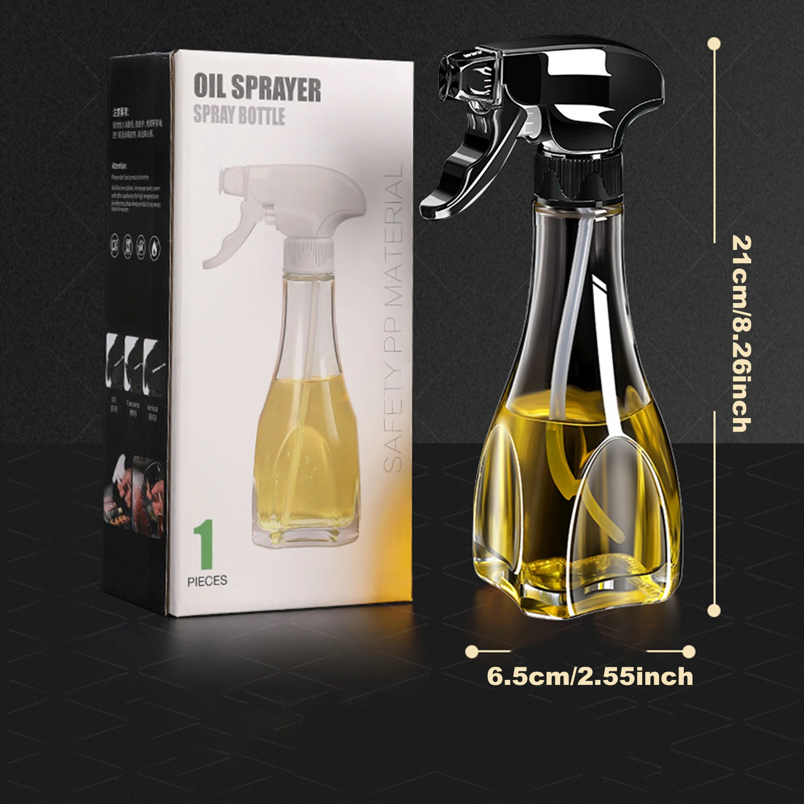 Kitchen Household Oil Spray Pot 240ml BBQ Olive Oil Spray Bottle Glass Cooking Barbecue Control Atomized Sprayer