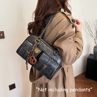 Women's Retro Solid Color Pu Leather Shoulder Bag with Multiple Pockets, Large Capacity, Exquisite and Fashionable Handbag - Image 5
