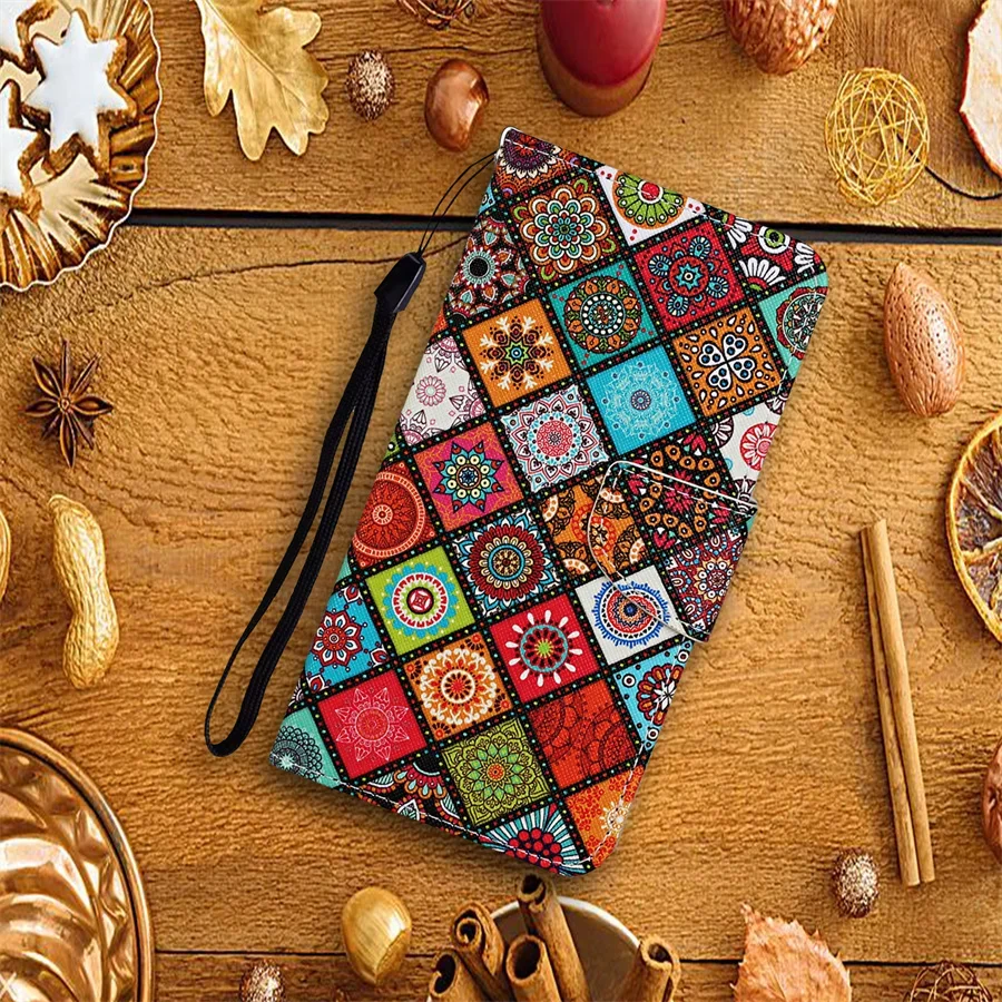 Ethnic Style Leather Flip Stand Wallet Case Cover