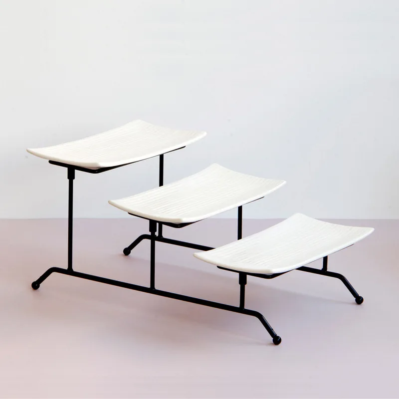 

European Three-layer Cake Tray Fruit Plate Ceramic Combination Dessert Simple Modern Banquet Tableware Dinner s