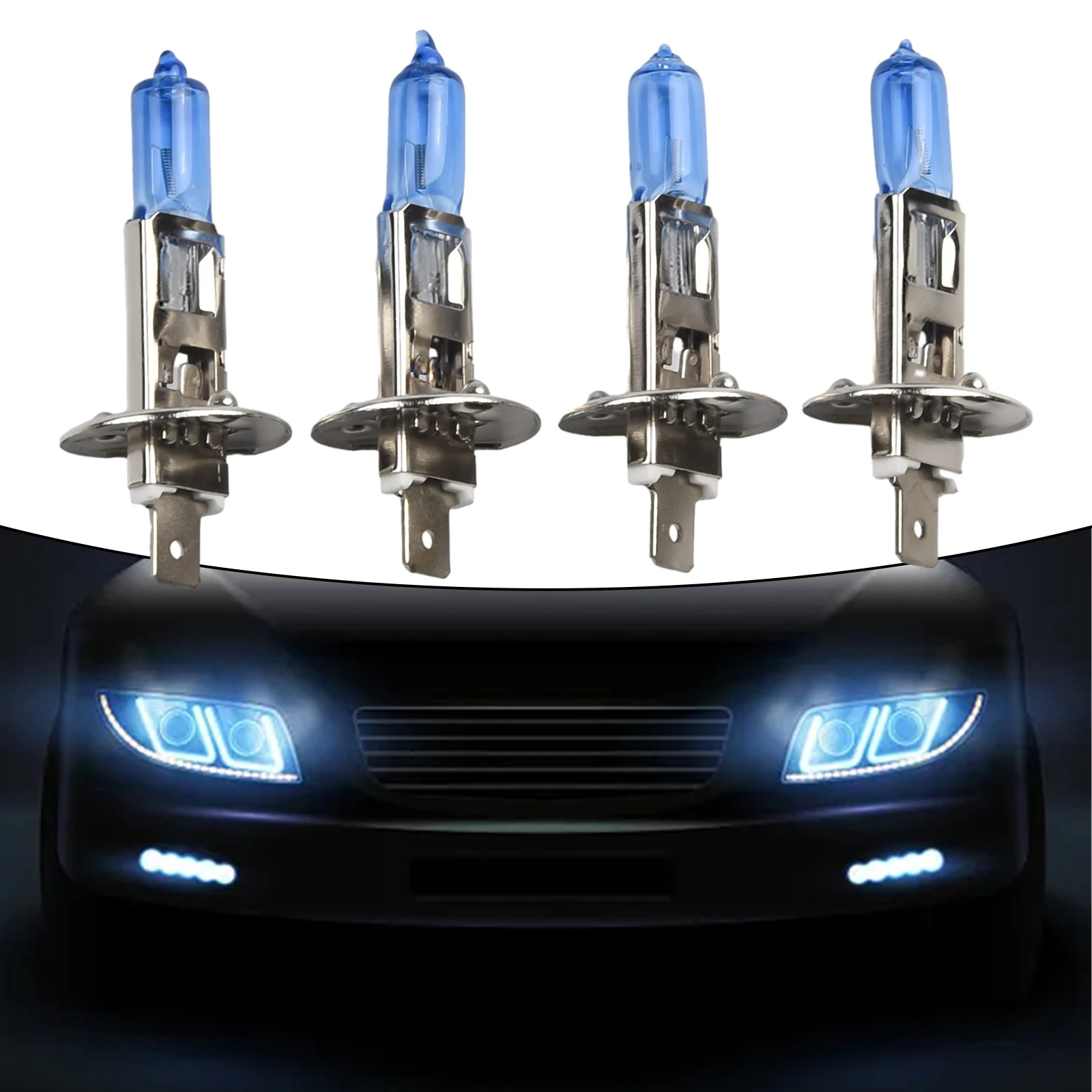 

4pcs H1 Car Headlight Lamp Headlamp White Light Lamp High/Low Beam 12V 6000K Bulb 55W Daytime Running Lamp Light Bulb Parts